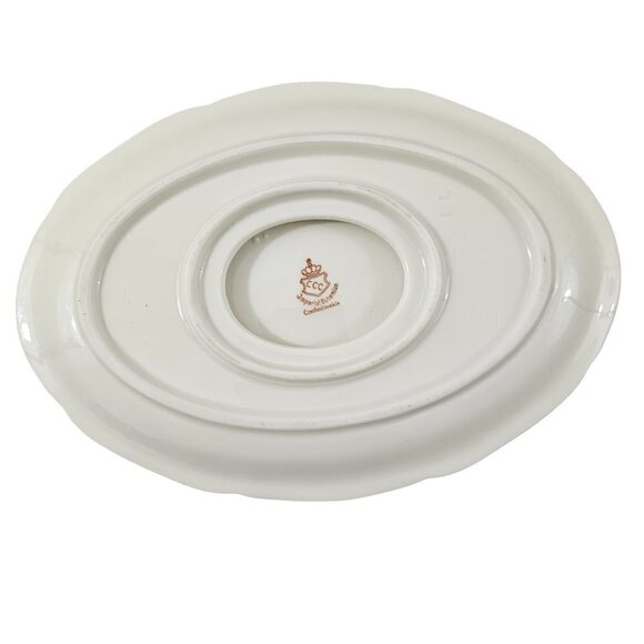 Imperial Bohemian Fine China Floral Print Gravy Boat w/Underplate Czechoslovakia - Picture 4 of 14